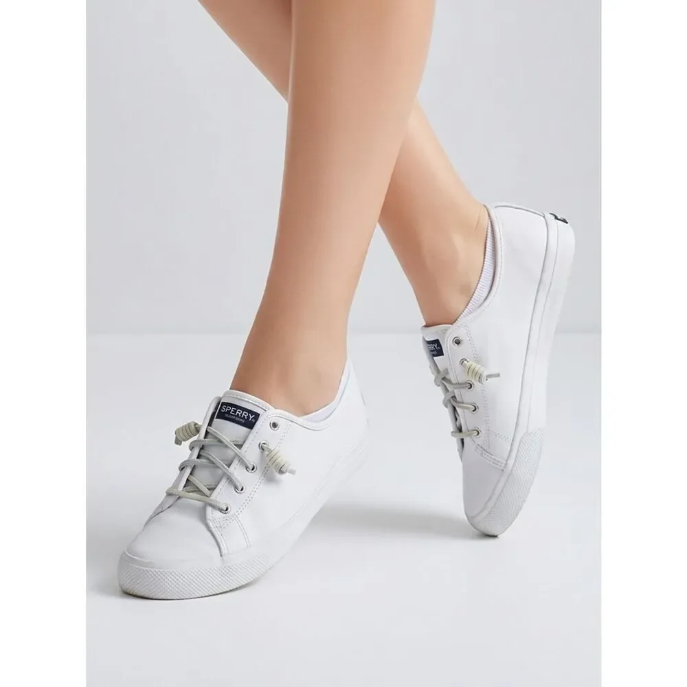 SPERRY | White Leather Lace Up Slip On Sneakers Women’s Size 12